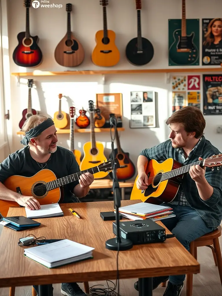 A group of participants actively engaged in a MELODY-organized music workshop, learning to play instruments and collaborate on a musical piece.