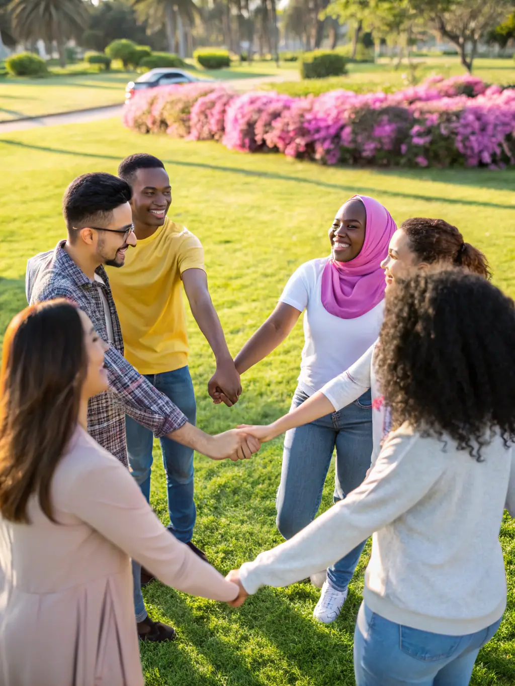 A photograph capturing a diverse group of individuals participating in a community drumming circle, showcasing the energy and collaborative spirit of the workshop.